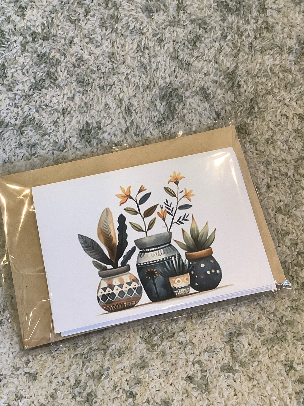 Tropical Botanical Potted Plants Note Cards Set of 6 same design, NWT HC 6x4.5” - Picture 10 of 12